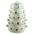 5PCS Set Enamel Casserole with Decals 675 D/dB